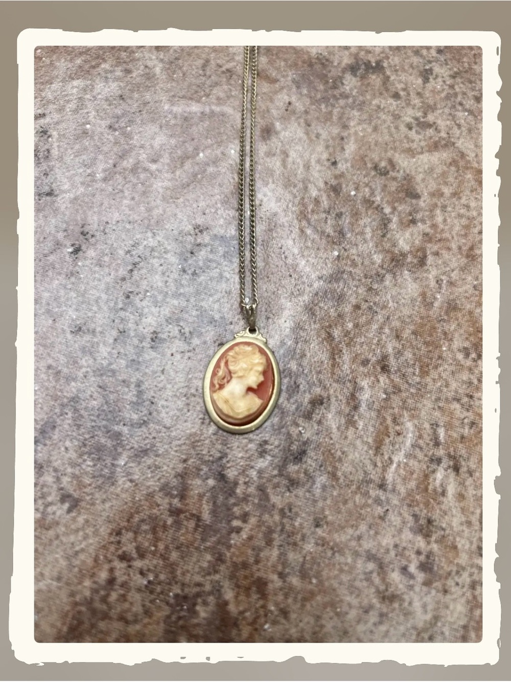 Classic Cameo Pendant Necklace in Cream and Coral